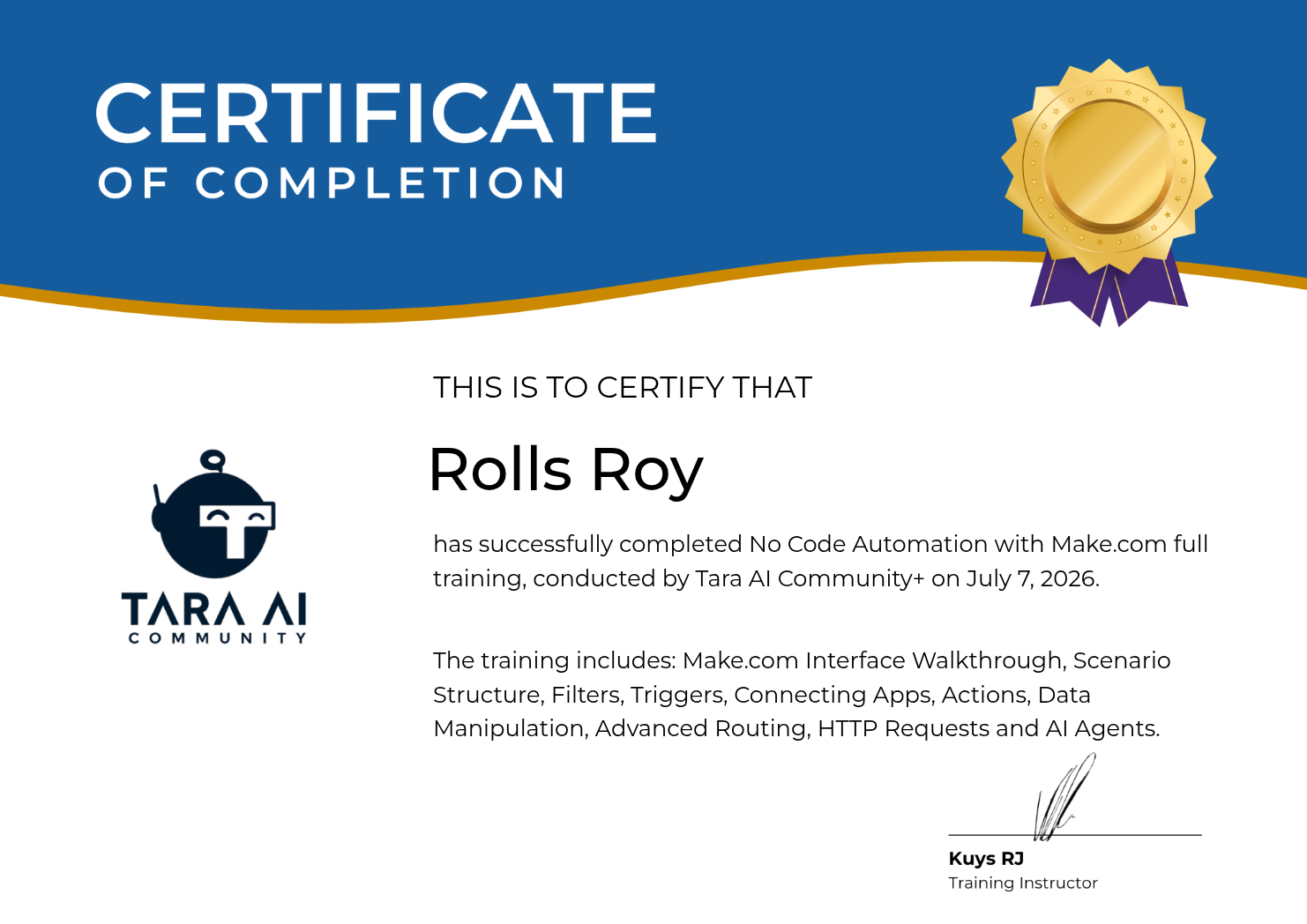 Make.com certificate