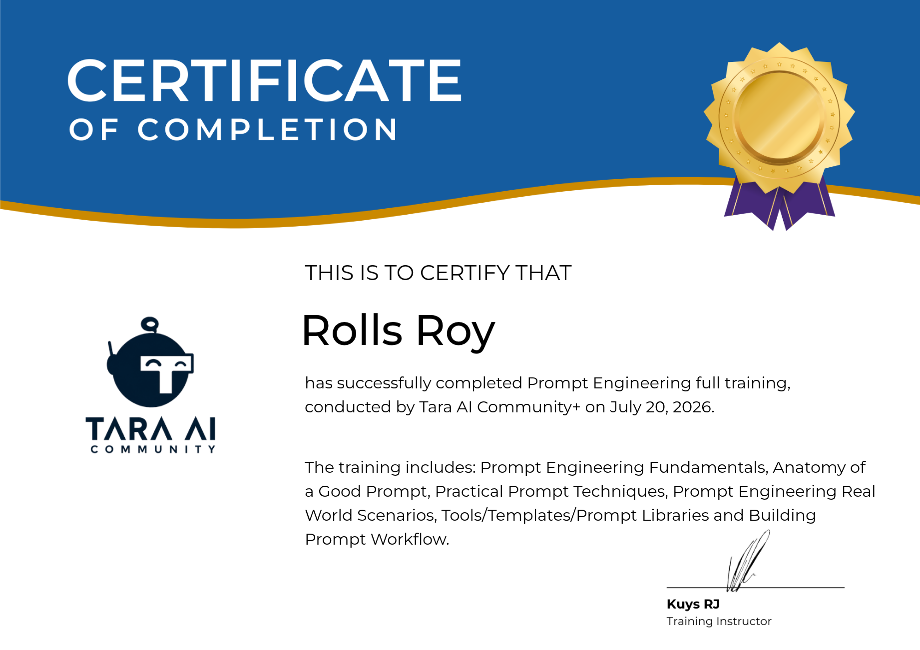 Prompt Engineering certificate